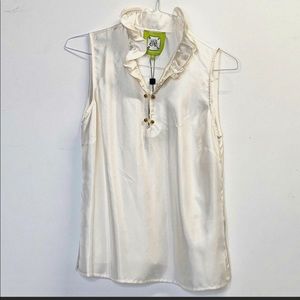 🔷 Elizabeth McKay ruffled ivory SILK top 🔷
